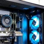 a blue machine with a black frame