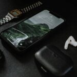 space gray iphone 6 on black table