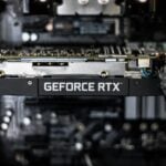 selective focus photography of GEFORCE RTX graphics card
