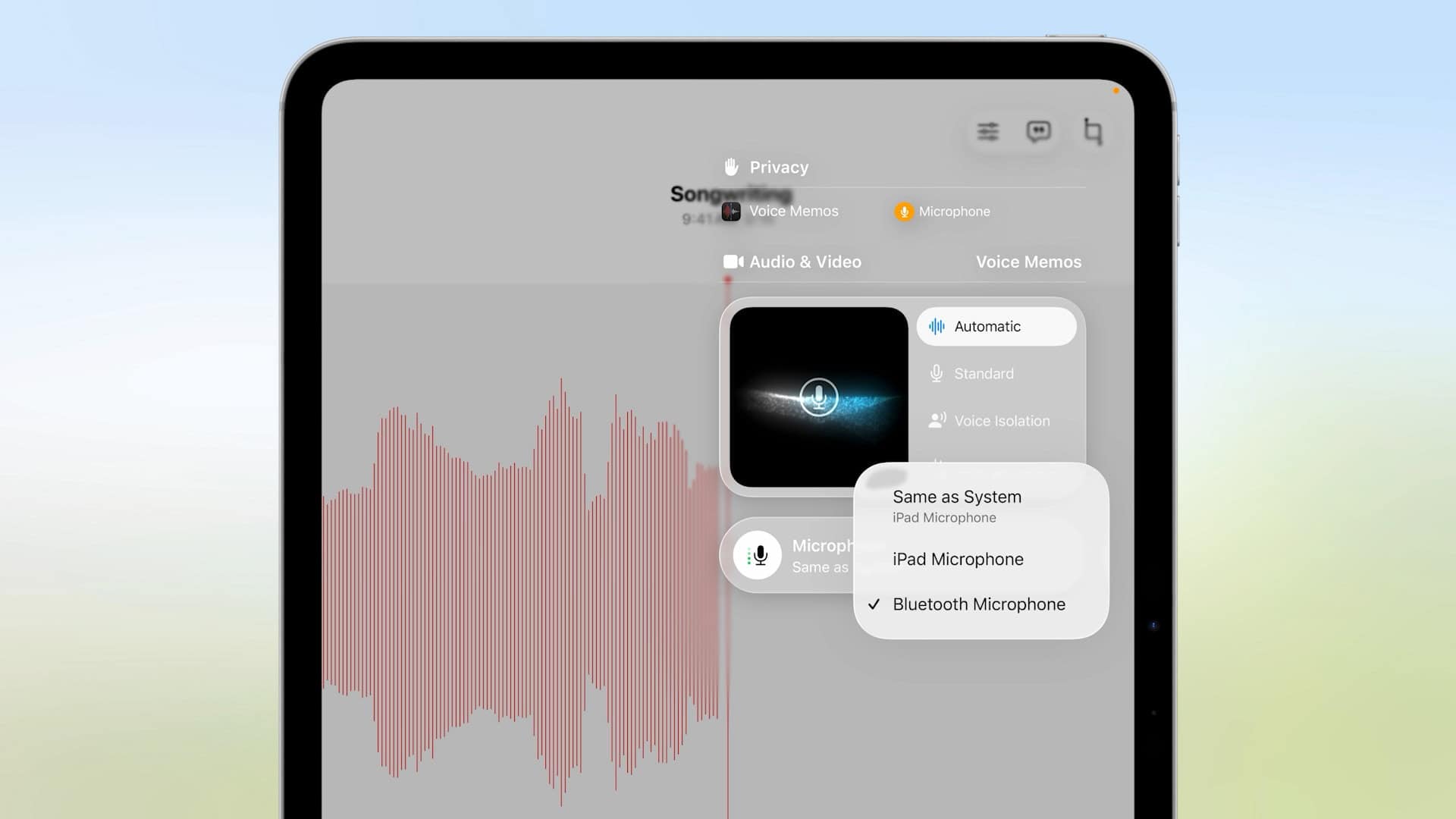 iPadOS 26 Audio Input