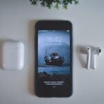 black samsung android smartphone on white table