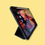 black tablet computer on white table