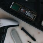 a close up of a PS5 SSD
