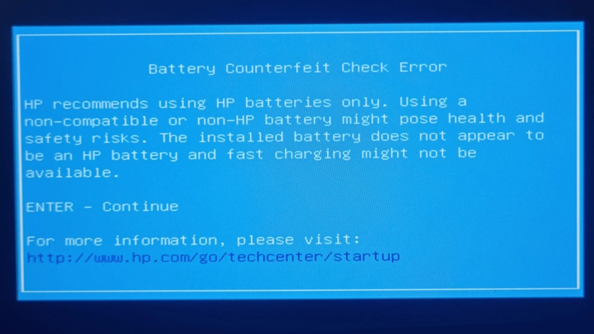 HP Battery Counterfeit Error