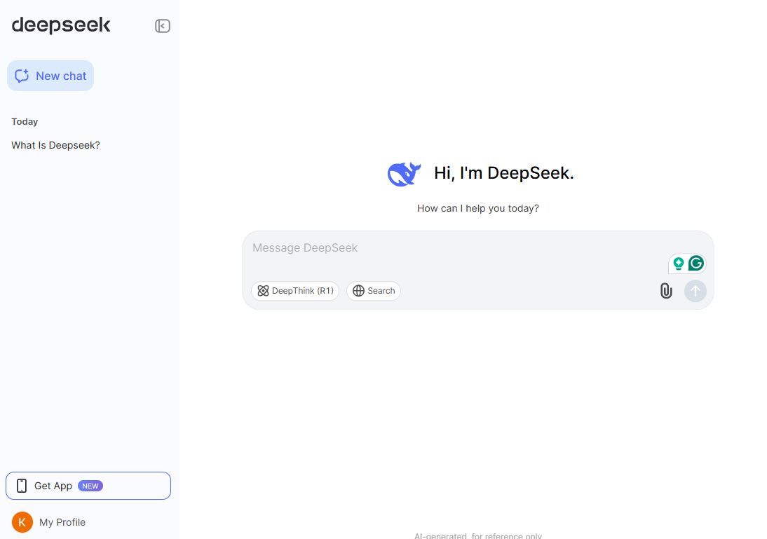 Deepseek Interface looks like ChatGPT