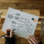 a person drawing a diagram on a piece of paper