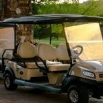 white and black golf cart