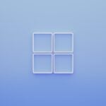 a blue background with a white square in the middle