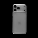 Back of a silver smartphone with three cameras.