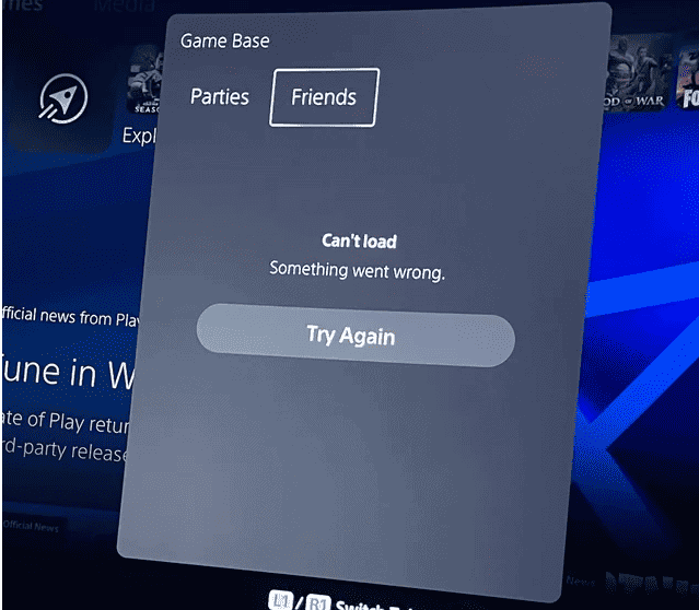 PS5 Friends List Not Loading