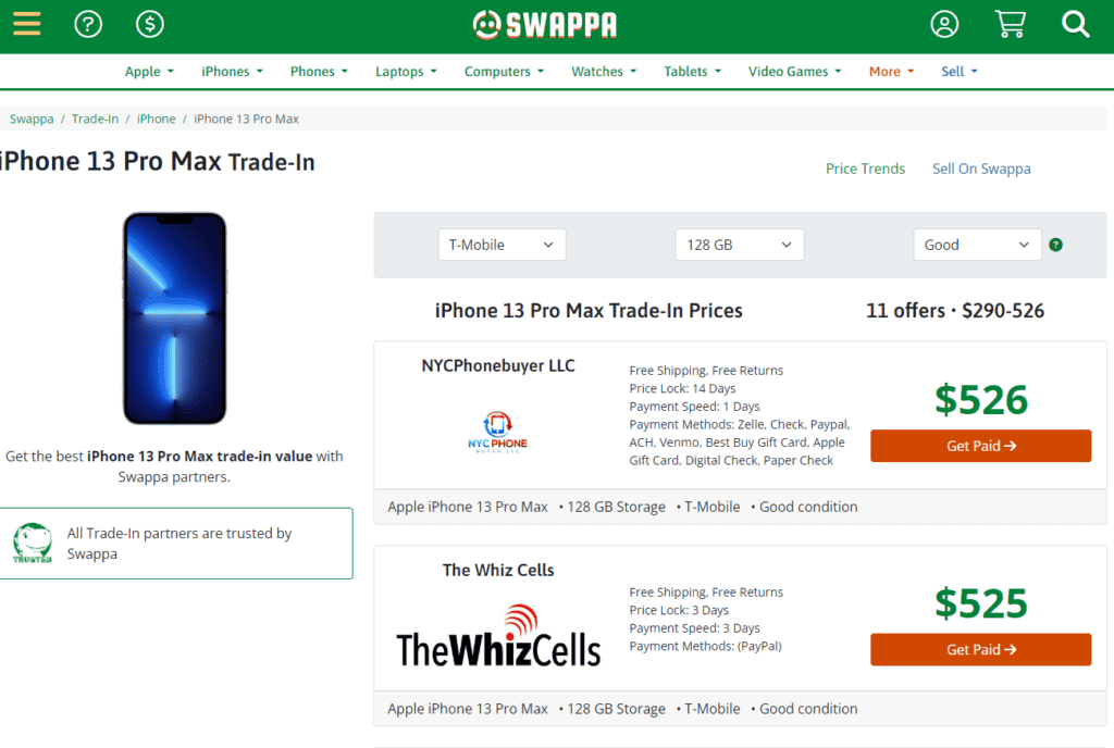 Swappa T-Mobile Trade In Estimator