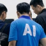 man in blue nike crew neck t-shirt