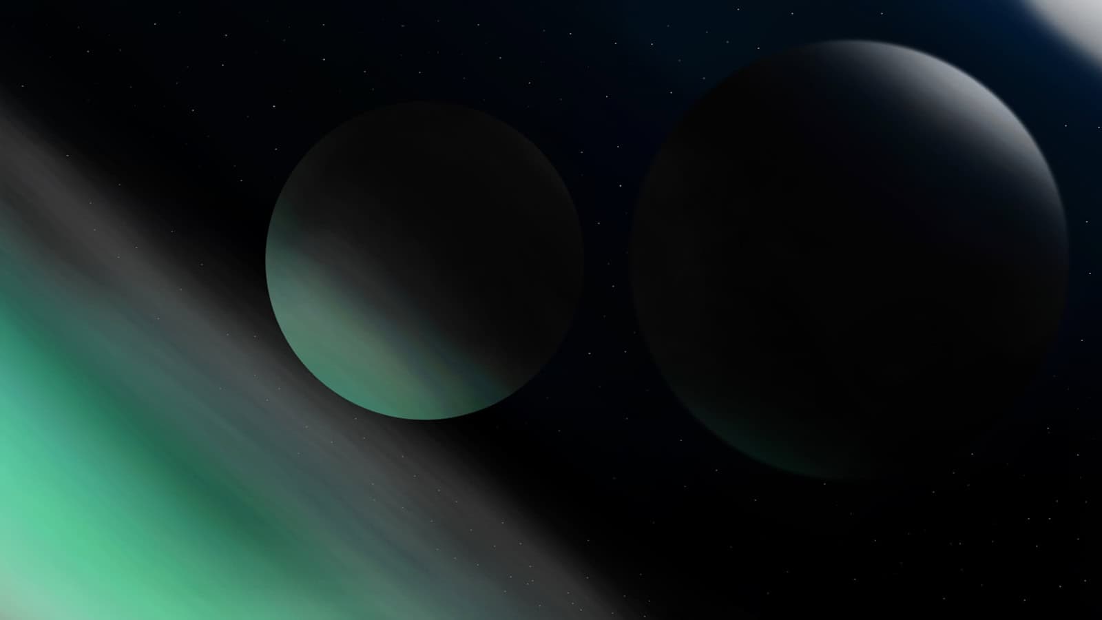 an artist's impression of two distant planets in space