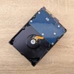 a hard drive being removed from a hard drive