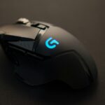 black Logitech corded mouse
