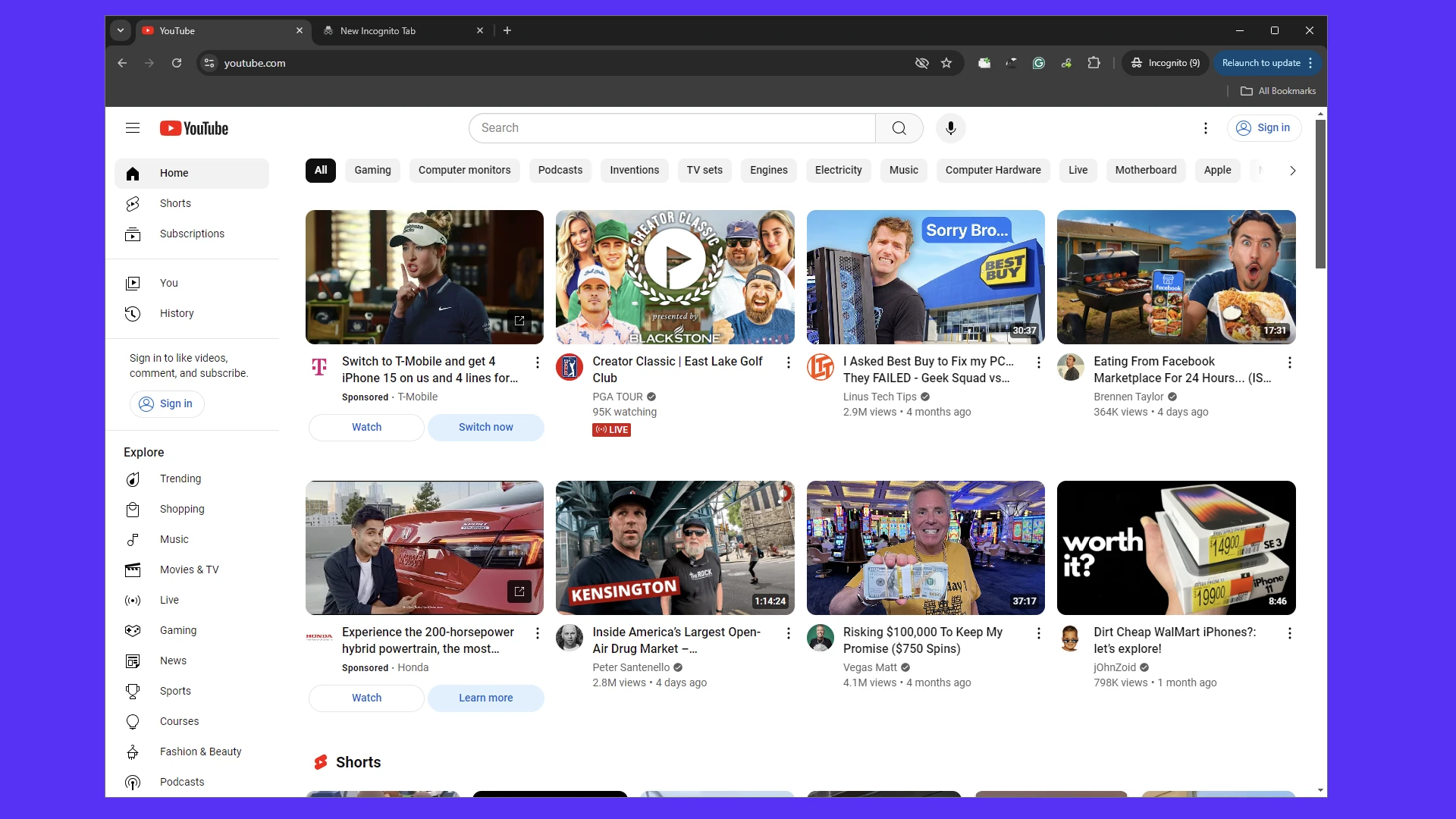 YouTube In Browser