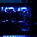 black computer tower inside dark room